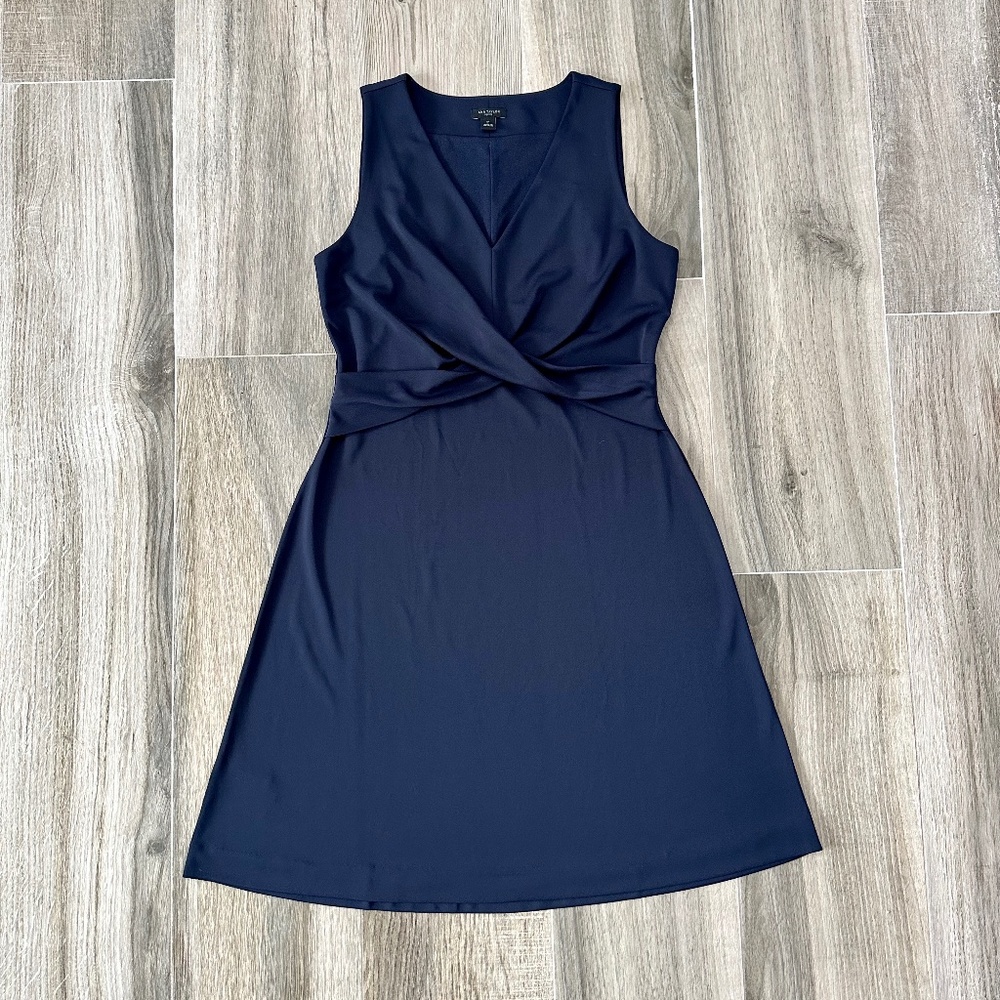 Ann Taylor Stretch Blue Dress, Sleeveless Small Petite, Knit Fabric, Size SP